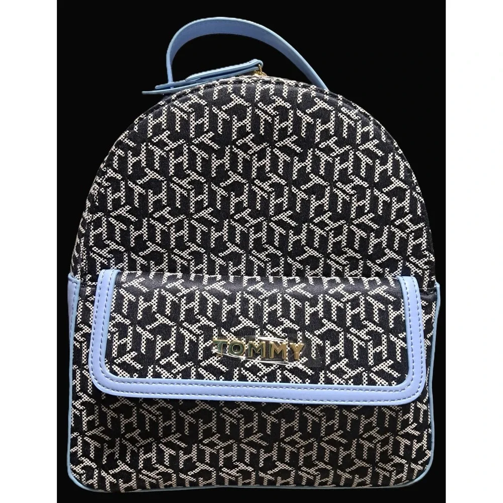 Tommy Hilfiger Classic Monogram with Pop of Color, Backpack, Black and White